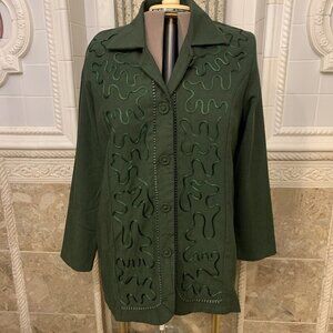 Amanda. Sz 14. Embellished Button Up Jacket. USA. Unlined. Rayon Blend. WTC